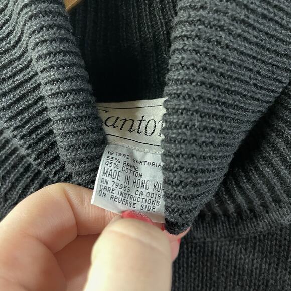 Not So Ugly Christmas Sweater Beaded Snowflakes Turtleneck Black Knit Vintage M - Picture 5 of 5